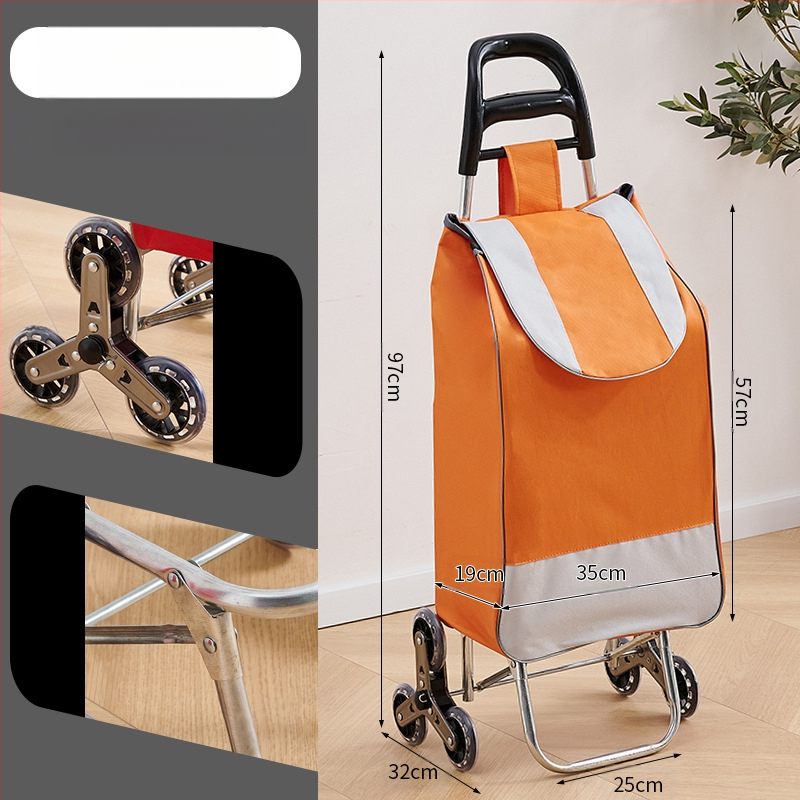 Φορητό οικιακό καρότσι αγορών, με αναδιπλούμενο σκελετό, υλικό γαλβανωμένη σωλήνα + ύφασμα 600D Oxford, μεταφορική ικανότητα 15 kg, καρότσι με ράβδο έλξης, προέλευση Χεμπέι, Κίνα