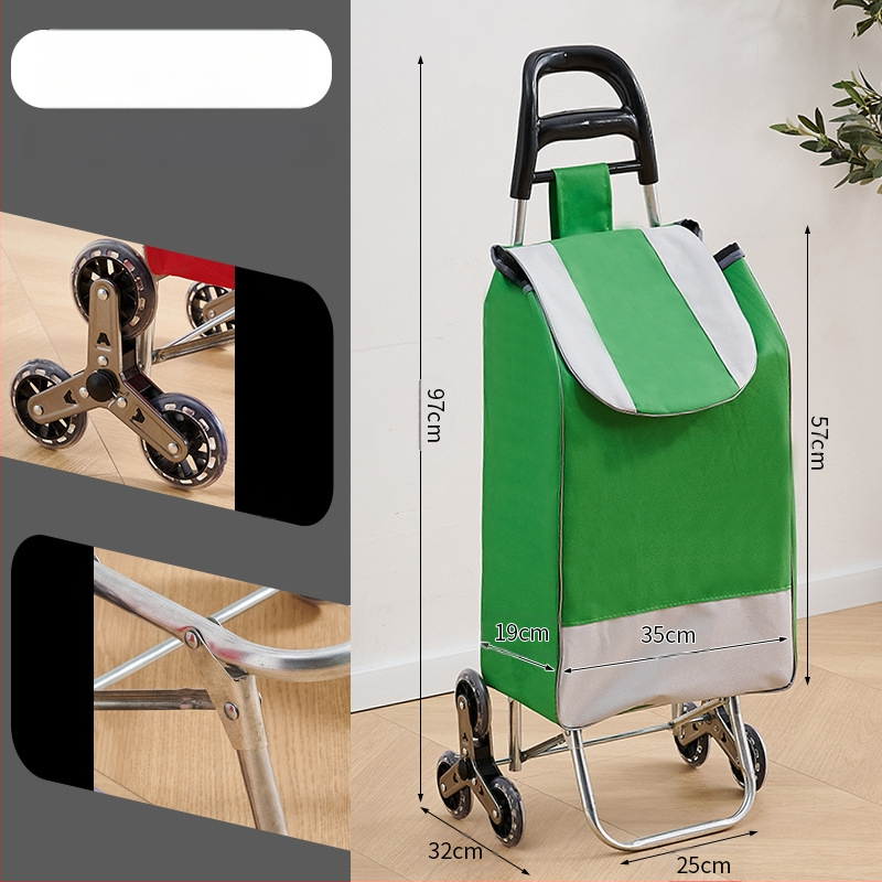 Φορητό οικιακό καρότσι αγορών, με αναδιπλούμενο σκελετό, υλικό γαλβανωμένη σωλήνα + ύφασμα 600D Oxford, μεταφορική ικανότητα 15 kg, καρότσι με ράβδο έλξης, προέλευση Χεμπέι, Κίνα