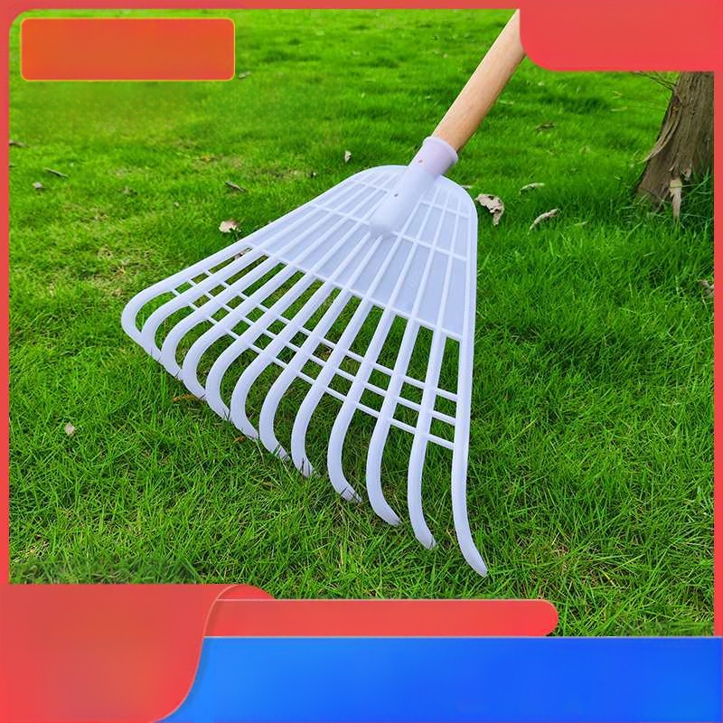 Plastikinės sodo grėbliai su storesne galva, skirti vejai ir lapų rinkimui