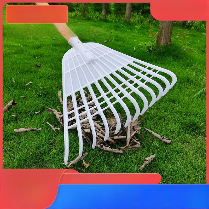 Plastikinės sodo grėbliai su storesne galva, skirti vejai ir lapų rinkimui