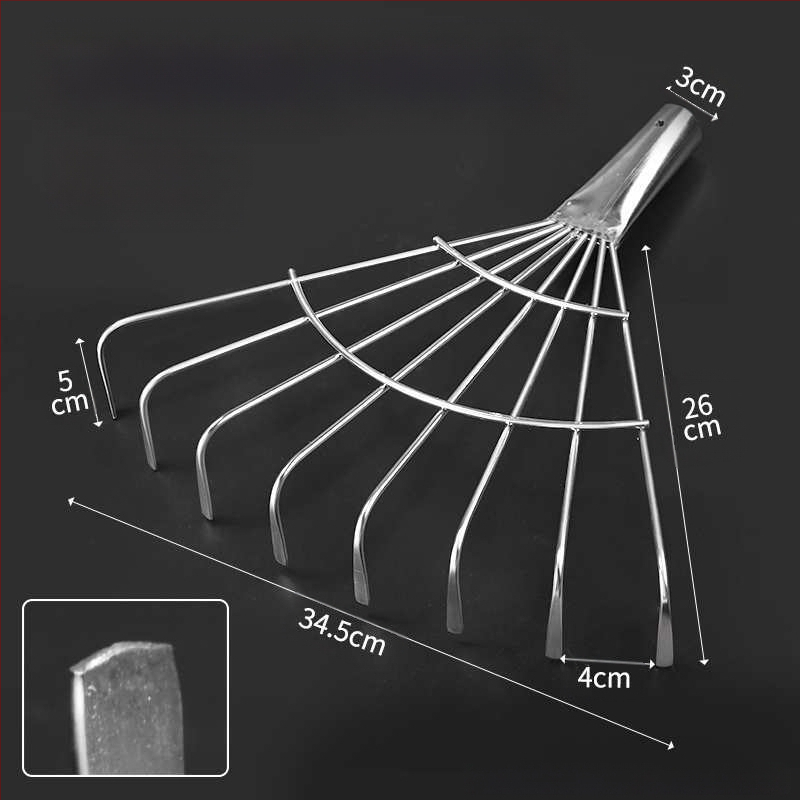 Plastikinės sodo grėbliai su storesne galva, skirti vejai ir lapų rinkimui