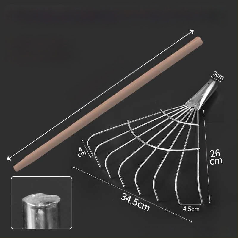 Plastikinės sodo grėbliai su storesne galva, skirti vejai ir lapų rinkimui