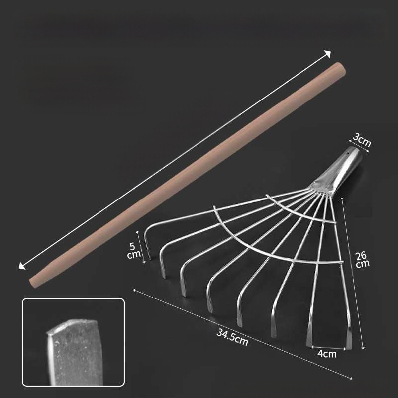 Plastikinės sodo grėbliai su storesne galva, skirti vejai ir lapų rinkimui