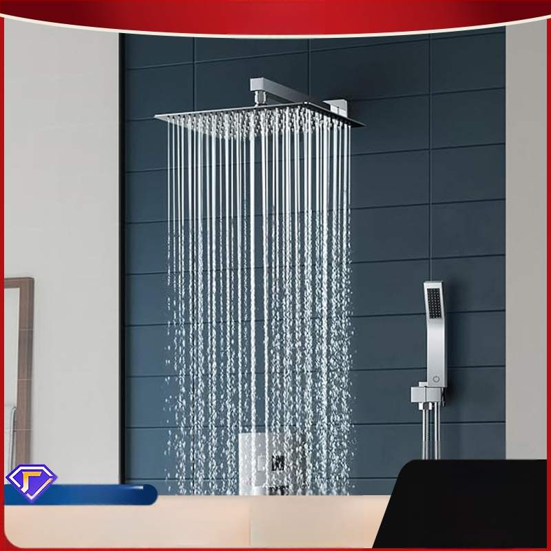 Dušo komplektas su paslėptu sienos montavimu, vario medžiaga, kvadratinė forma, modelis FH-47, masažo ir lietaus funkcijos