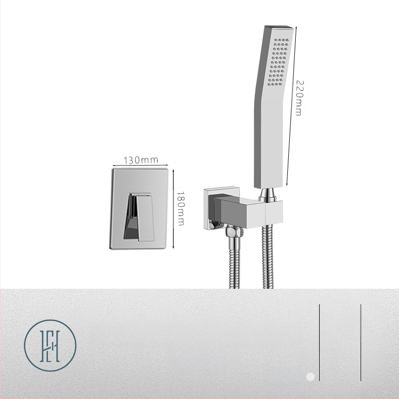 Dušo komplektas su paslėptu sienos montavimu, vario medžiaga, kvadratinė forma, modelis FH-47, masažo ir lietaus funkcijos