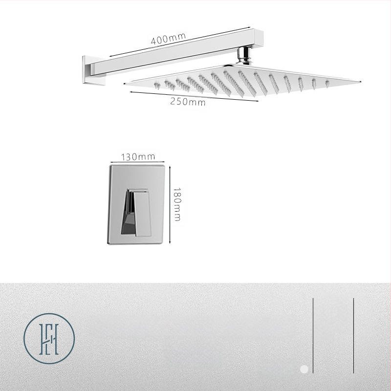 Dušo komplektas su paslėptu sienos montavimu, vario medžiaga, kvadratinė forma, modelis FH-47, masažo ir lietaus funkcijos