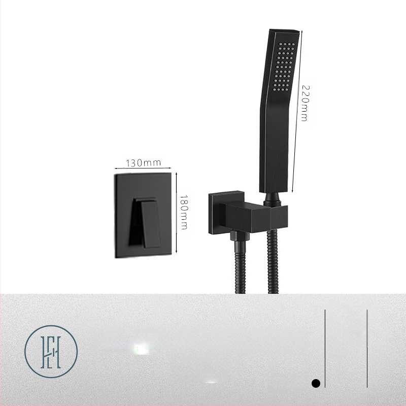 Dušo komplektas su paslėptu sienos montavimu, vario medžiaga, kvadratinė forma, modelis FH-47, masažo ir lietaus funkcijos