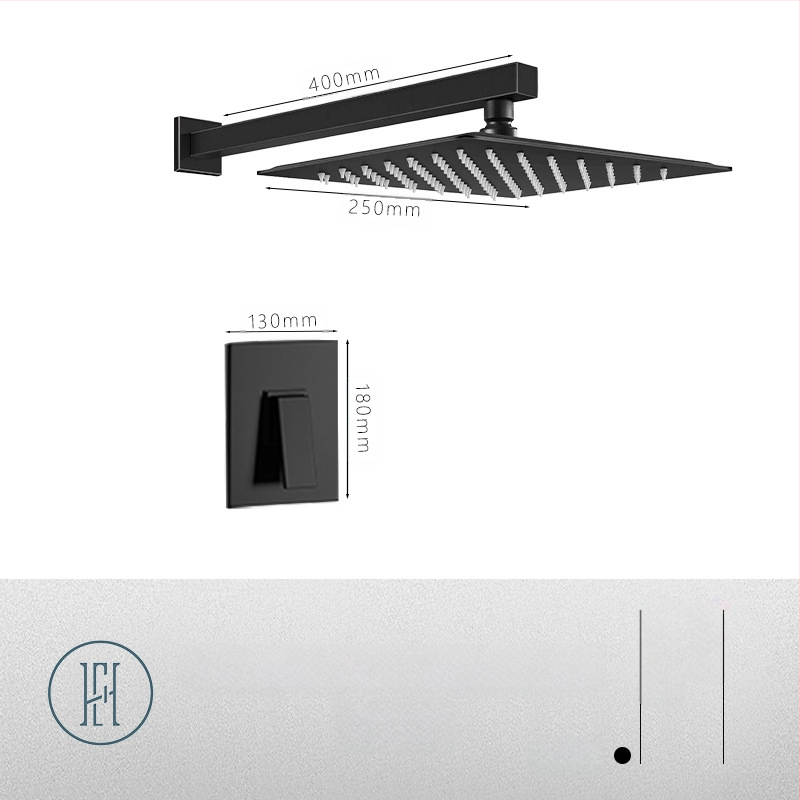 Dušo komplektas su paslėptu sienos montavimu, vario medžiaga, kvadratinė forma, modelis FH-47, masažo ir lietaus funkcijos