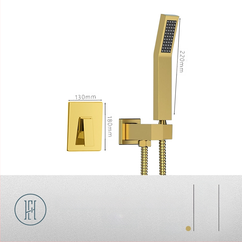 Dušo komplektas su paslėptu sienos montavimu, vario medžiaga, kvadratinė forma, modelis FH-47, masažo ir lietaus funkcijos