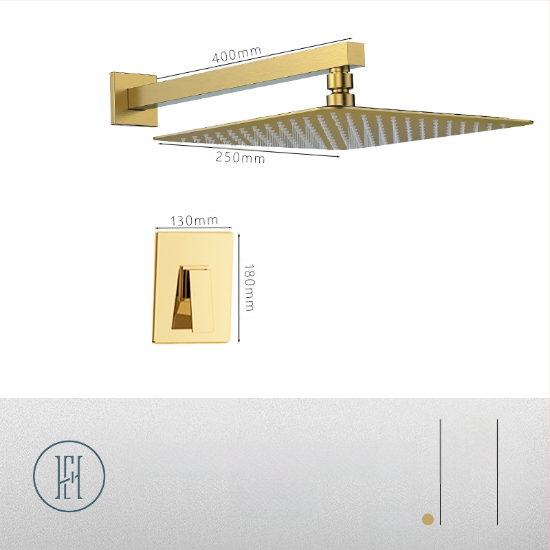Dušo komplektas su paslėptu sienos montavimu, vario medžiaga, kvadratinė forma, modelis FH-47, masažo ir lietaus funkcijos