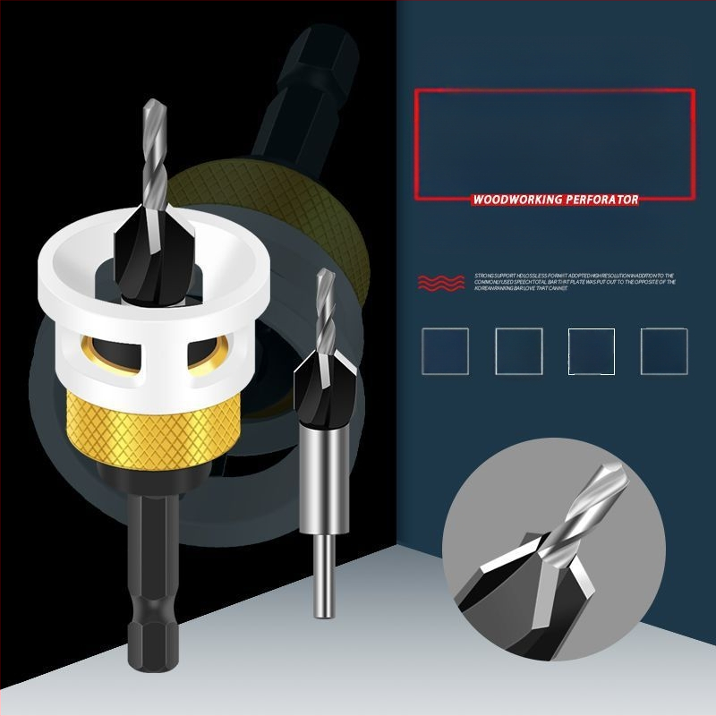 Бур за конусовидни отвори с четири лопатки, глава от сплав, регулируема дълбочина, стъпков дизайн