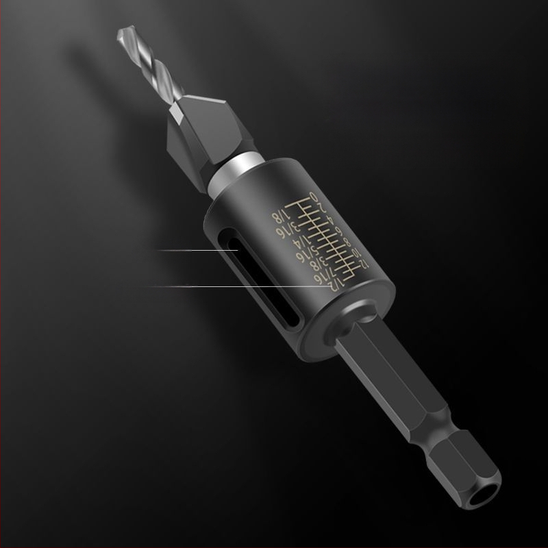 Бур за конусовидни отвори с четири лопатки, глава от сплав, регулируема дълбочина, стъпков дизайн