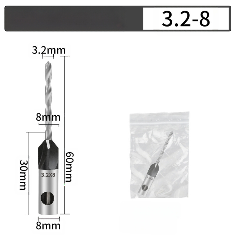 Бур за конусовидни отвори с четири лопатки, глава от сплав, регулируема дълбочина, стъпков дизайн