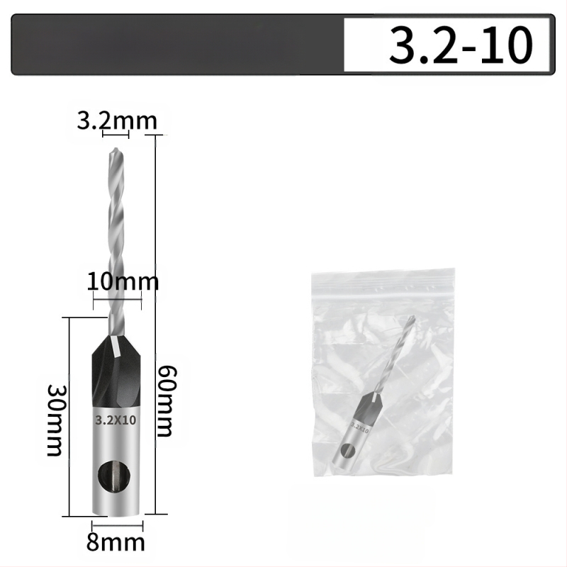 Бур за конусовидни отвори с четири лопатки, глава от сплав, регулируема дълбочина, стъпков дизайн