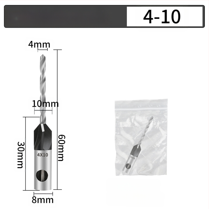 Бур за конусовидни отвори с четири лопатки, глава от сплав, регулируема дълбочина, стъпков дизайн