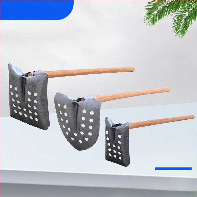 Nuotekų valymo kastuvas su lenktu kampu geležine galva – tinka vamzdynų ir griovių valymui