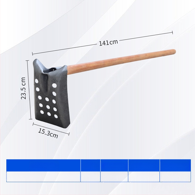 Nuotekų valymo kastuvas su lenktu kampu geležine galva – tinka vamzdynų ir griovių valymui