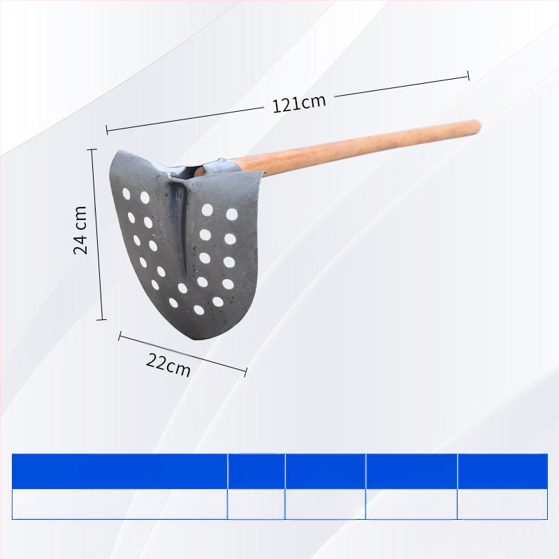 Nuotekų valymo kastuvas su lenktu kampu geležine galva – tinka vamzdynų ir griovių valymui