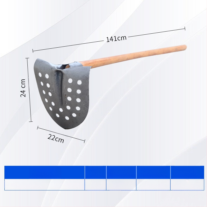 Nuotekų valymo kastuvas su lenktu kampu geležine galva – tinka vamzdynų ir griovių valymui
