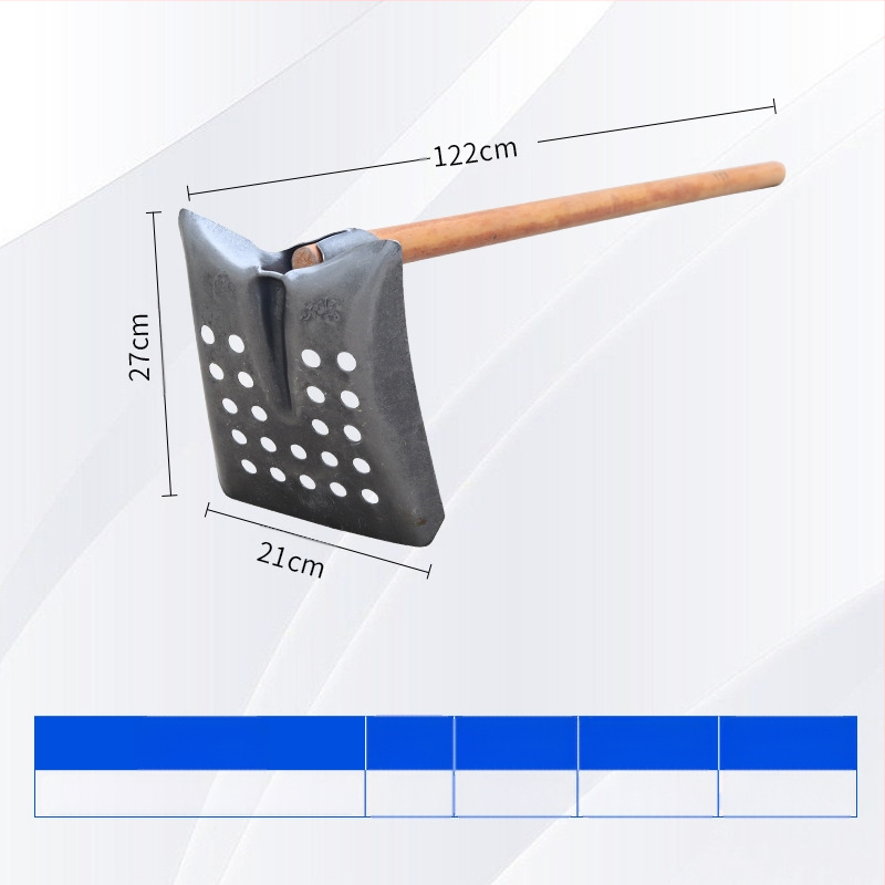 Nuotekų valymo kastuvas su lenktu kampu geležine galva – tinka vamzdynų ir griovių valymui