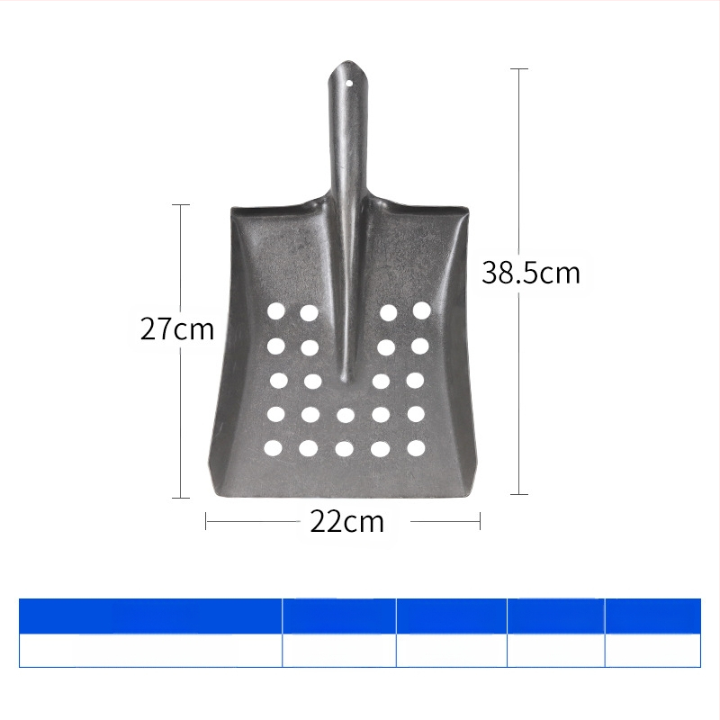 Nuotekų valymo kastuvas su lenktu kampu geležine galva – tinka vamzdynų ir griovių valymui