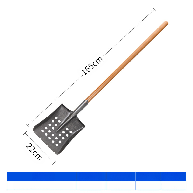 Nuotekų valymo kastuvas su lenktu kampu geležine galva – tinka vamzdynų ir griovių valymui