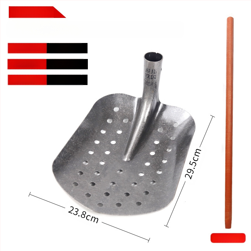 Nuotekų valymo kastuvas su lenktu kampu geležine galva – tinka vamzdynų ir griovių valymui