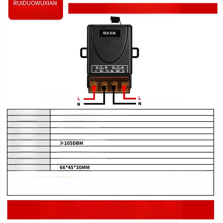 Belaidė nuotolinio valdymo jungiklis lempai ir varikliui – Ruiduo chuang