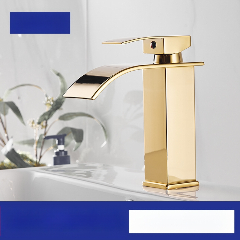 Vízesés stílusú mosdócsaptele rozsdamentes acélból, egykaros keverő, kerámiás szeleppel