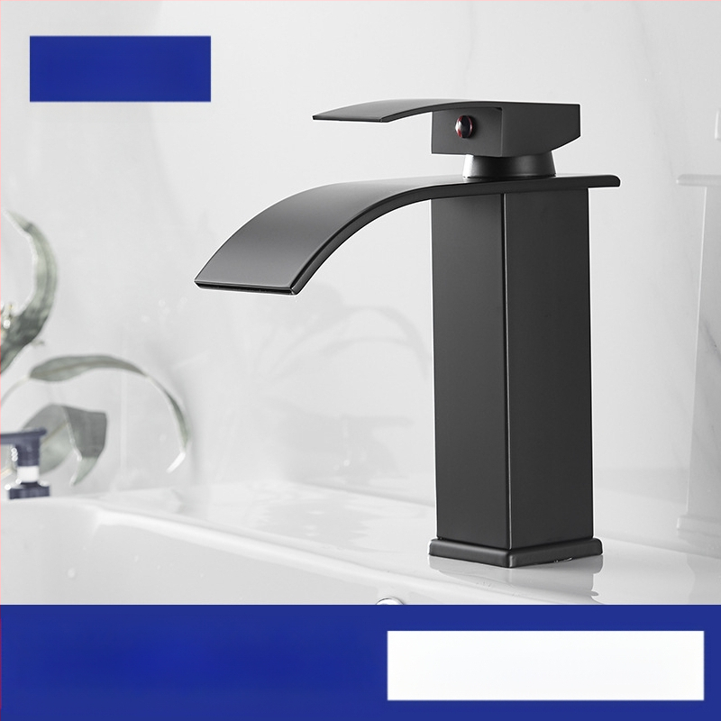 Vízesés stílusú mosdócsaptele rozsdamentes acélból, egykaros keverő, kerámiás szeleppel