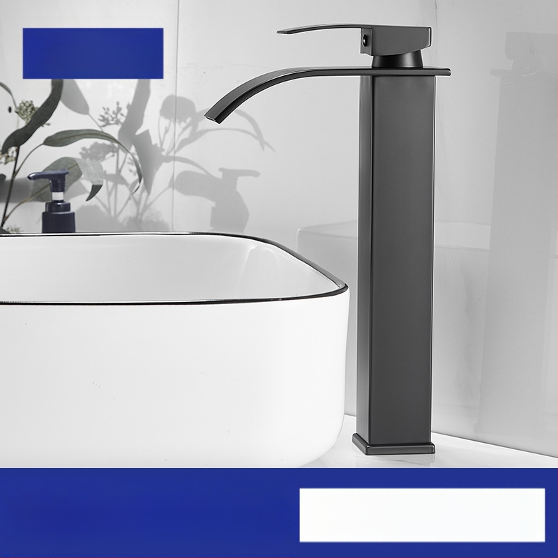 Vízesés stílusú mosdócsaptele rozsdamentes acélból, egykaros keverő, kerámiás szeleppel