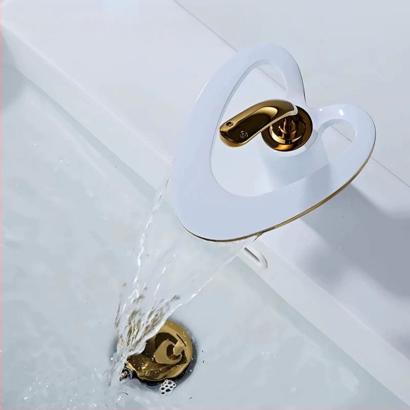 Réz anyagú fürdőszobai csaptele, modern minimalista dizájn, keverőcsap, emelőnyílású működés, bemenet-kimenet 2/1, kerámiás szeleppel