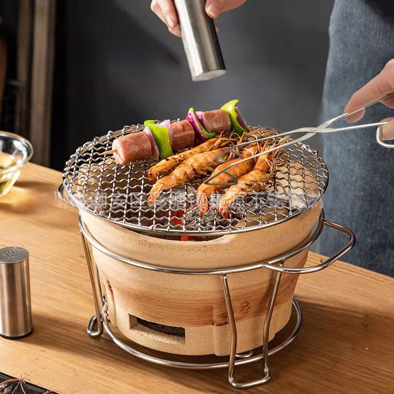 Nerūdijančio plieno kepsninės grotelių laikiklis, apvalios formos – daugiafunkcis, nešiojamas, lengvai valomas – pagamintas taškinio suvirinimo ir štampavimo technologija