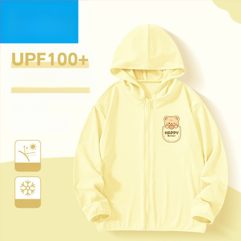 Jachetă de vară pentru fete, protecție solară, material ice silk, 160 g/m², 95% poliester, cu glugă, respirabil