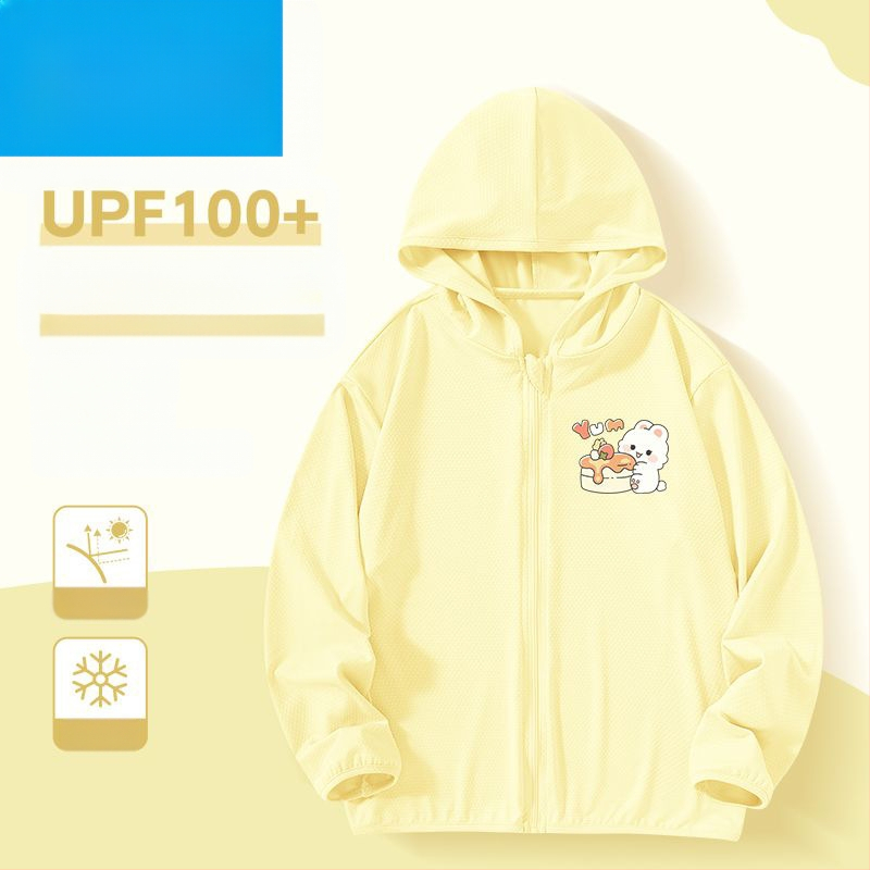 Jachetă de vară pentru fete, protecție solară, material ice silk, 160 g/m², 95% poliester, cu glugă, respirabil