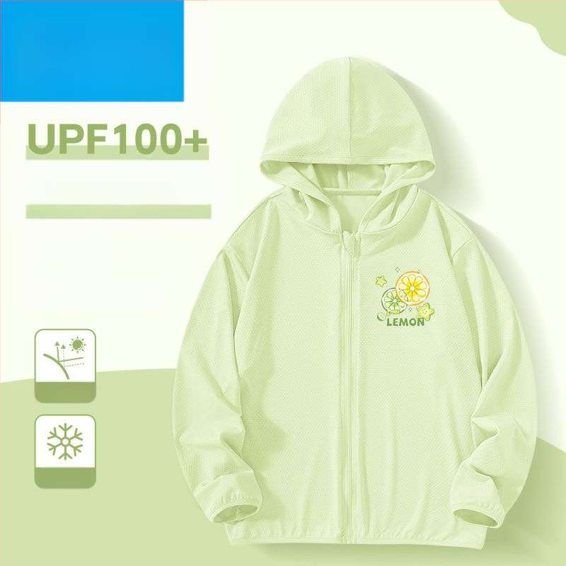 Jachetă de vară pentru fete, protecție solară, material ice silk, 160 g/m², 95% poliester, cu glugă, respirabil