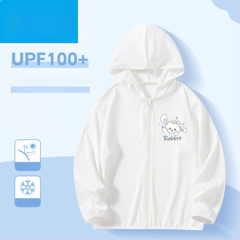 Jachetă de vară pentru fete, protecție solară, material ice silk, 160 g/m², 95% poliester, cu glugă, respirabil