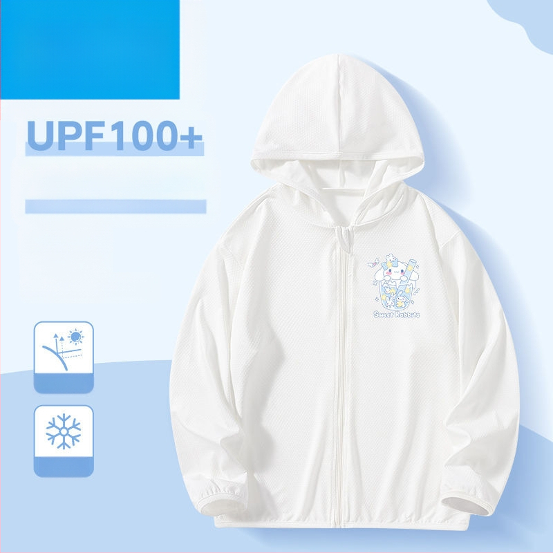 Jachetă de vară pentru fete, protecție solară, material ice silk, 160 g/m², 95% poliester, cu glugă, respirabil