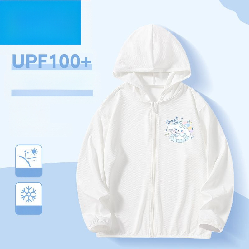 Jachetă de vară pentru fete, protecție solară, material ice silk, 160 g/m², 95% poliester, cu glugă, respirabil