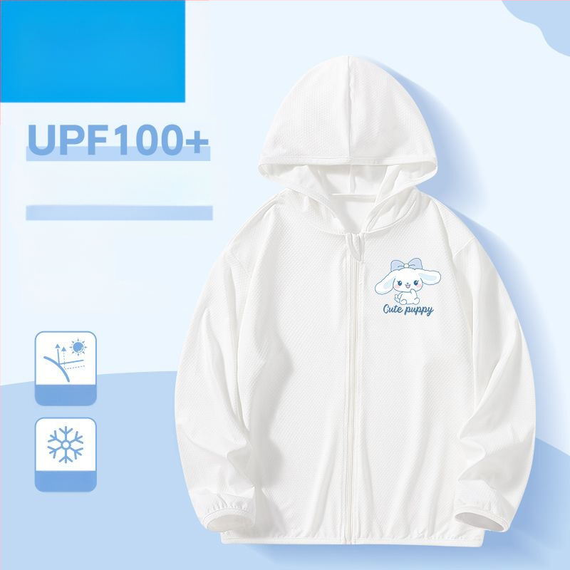 Jachetă de vară pentru fete, protecție solară, material ice silk, 160 g/m², 95% poliester, cu glugă, respirabil