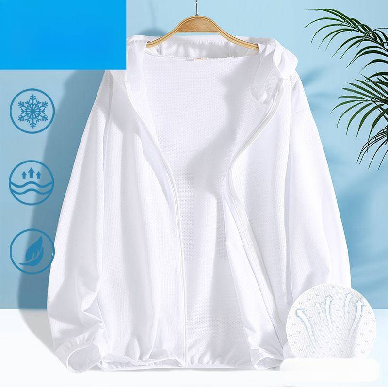 Jachetă de vară pentru fete, protecție solară, material ice silk, 160 g/m², 95% poliester, cu glugă, respirabil