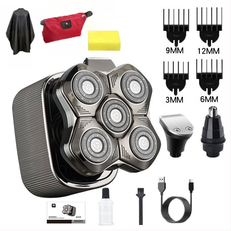 Aparat de ras electric pentru bărbați, cu cap de tăiere plutitor, baterie încorporată 500–800 mAh, autonomie peste 60 de minute, motor fără perii, încărcare și alimentare cu utilizare dublă