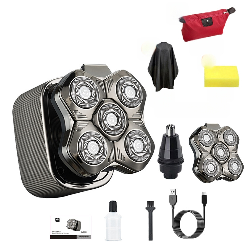 Aparat de ras electric pentru bărbați, cu cap de tăiere plutitor, baterie încorporată 500–800 mAh, autonomie peste 60 de minute, motor fără perii, încărcare și alimentare cu utilizare dublă