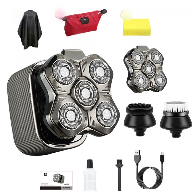 Aparat de ras electric pentru bărbați, cu cap de tăiere plutitor, baterie încorporată 500–800 mAh, autonomie peste 60 de minute, motor fără perii, încărcare și alimentare cu utilizare dublă