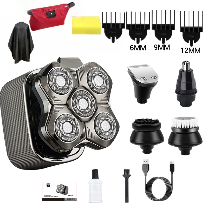 Aparat de ras electric pentru bărbați, cu cap de tăiere plutitor, baterie încorporată 500–800 mAh, autonomie peste 60 de minute, motor fără perii, încărcare și alimentare cu utilizare dublă