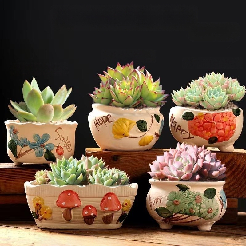 Keraminė sukulentų vaza, kvėpuojanti, stovinti ant grindų, modernus minimalistinis stilius