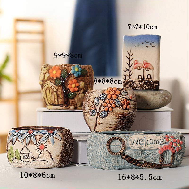 Keraminė sukulentų vaza, kvėpuojanti, stovinti ant grindų, modernus minimalistinis stilius