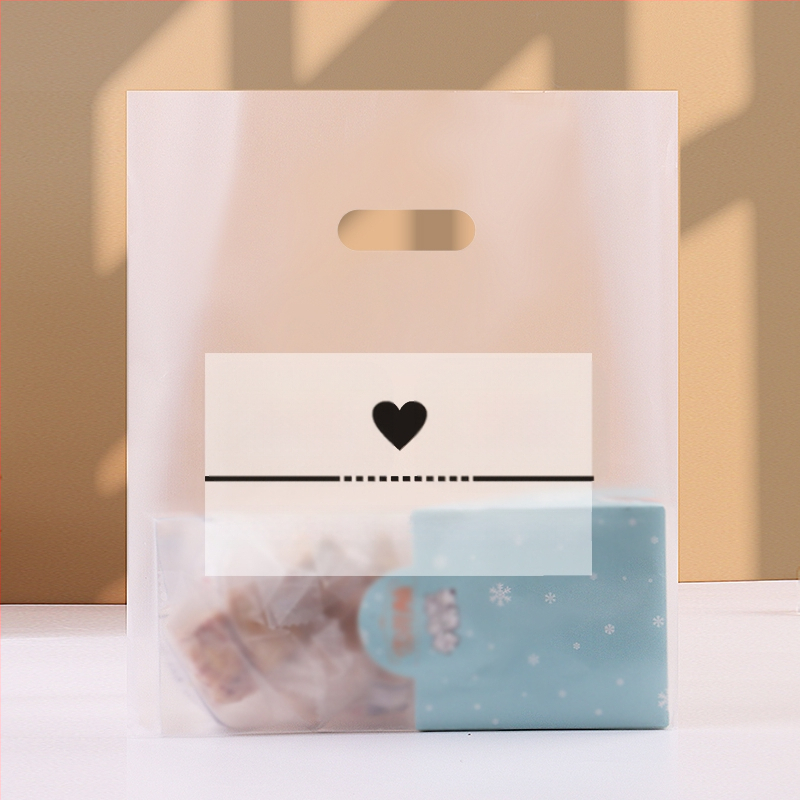 Прозрачна пластмасова опаковъчна торбичка за сладкарски изделия и за доставка, с отпечатано лого