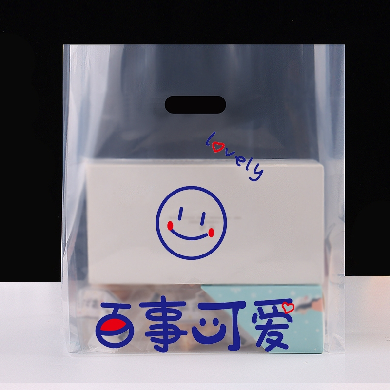 Прозрачна пластмасова опаковъчна торбичка за сладкарски изделия и за доставка, с отпечатано лого