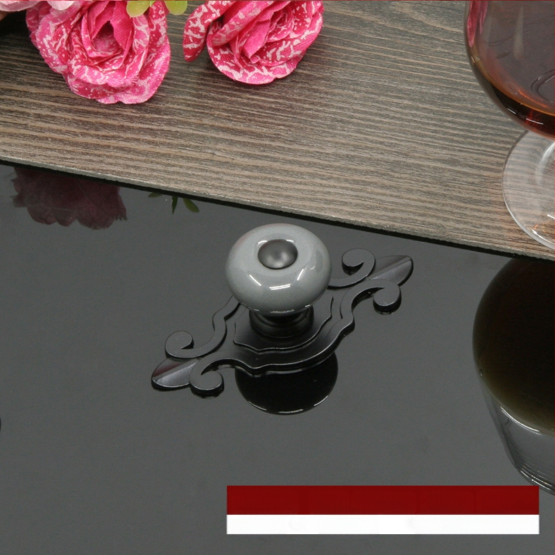 Apvali keramikinė spintos durų ir stalčiaus rankenėlė su baze, šiuolaikinis minimalistinis stilius.